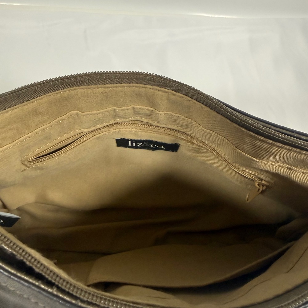 Liz & Co Shoulder Bag Womens Medium Bronze Metallic Faux Leather Y2K Satchel - Picture 5 of 14